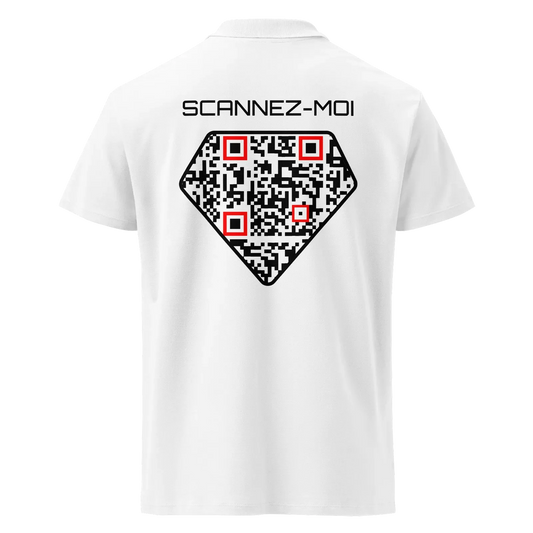 Polo QR Code personnalisé Le Diamant – modèle blanc arrière