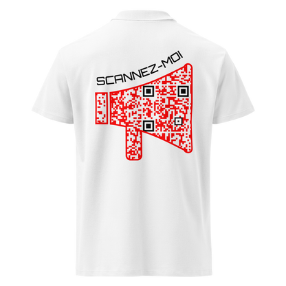 Polo QR Code original Le Mégaphone – dos avec QR code intégré