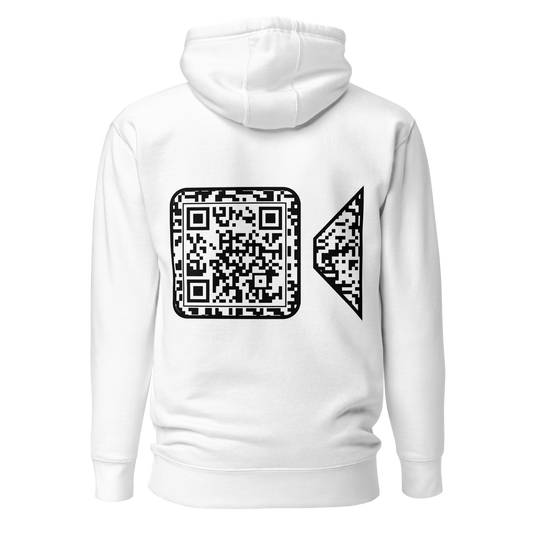 Sweat QR Code original La Caméra blanc – dos sans phrase
