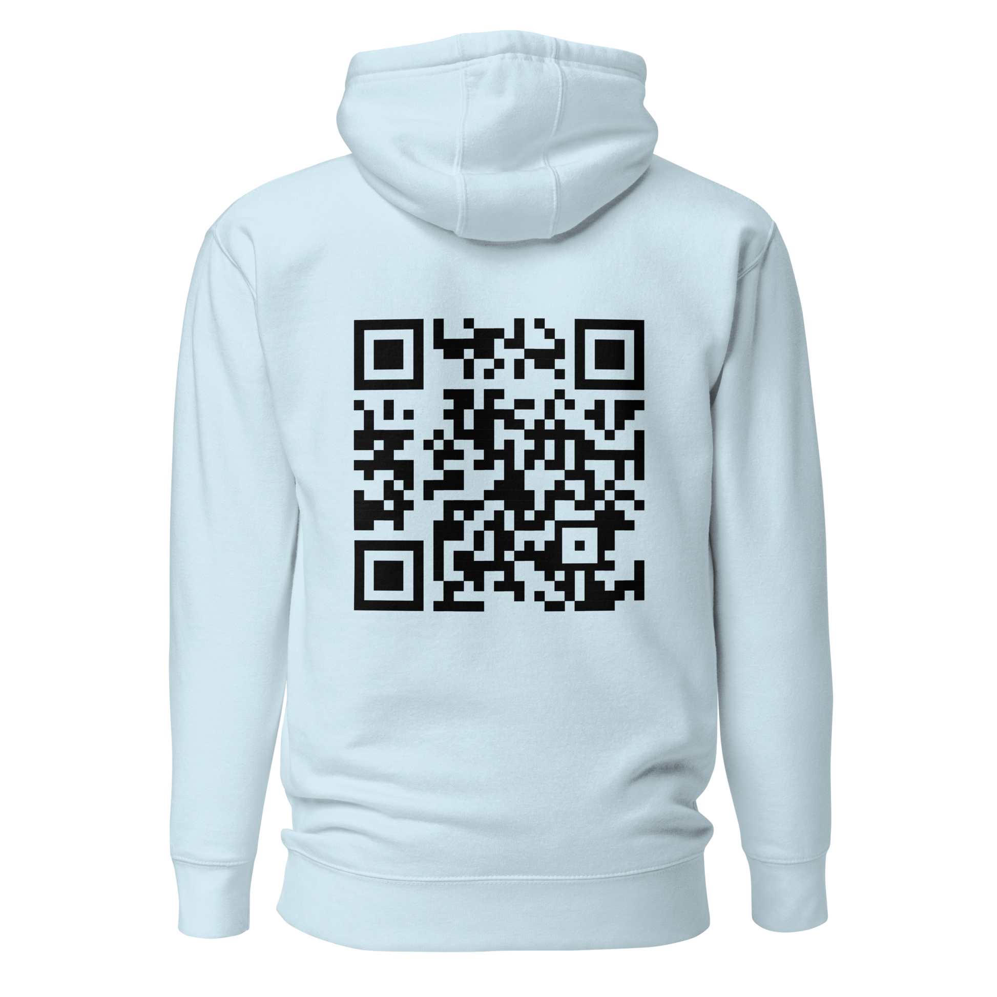 Sweat QR Code original Le Classic bleu ciel – dos avec QR code intégré