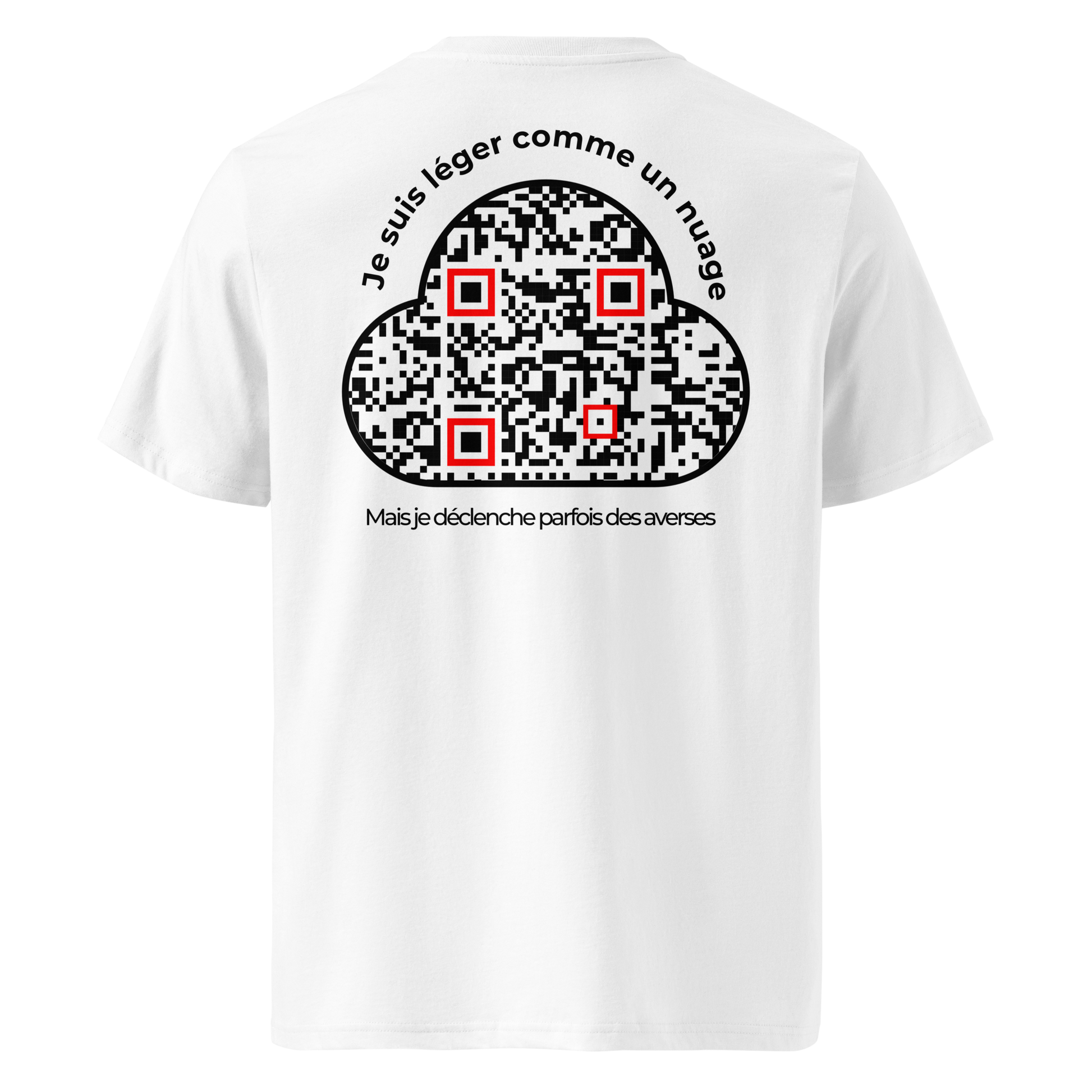 T-shirt QR Code humoristique Le Léger Nuage – modèle blanc dos