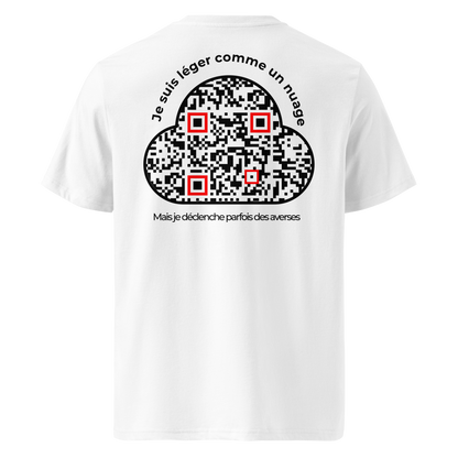 T-shirt QR Code humoristique Le Léger Nuage – modèle blanc dos