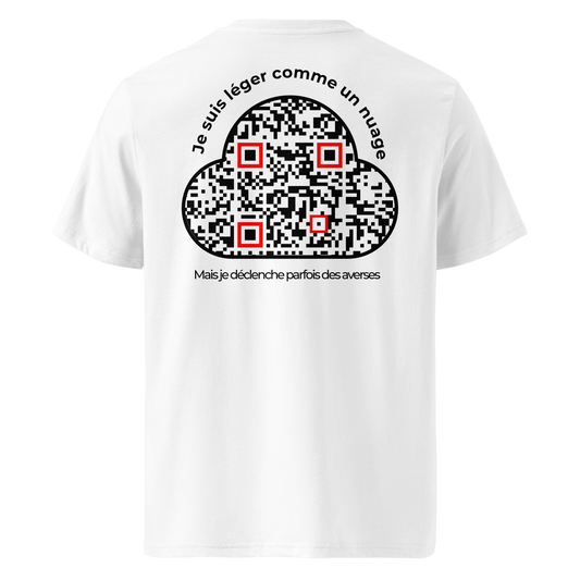 T-shirt QR Code humoristique Le Léger Nuage – modèle blanc dos