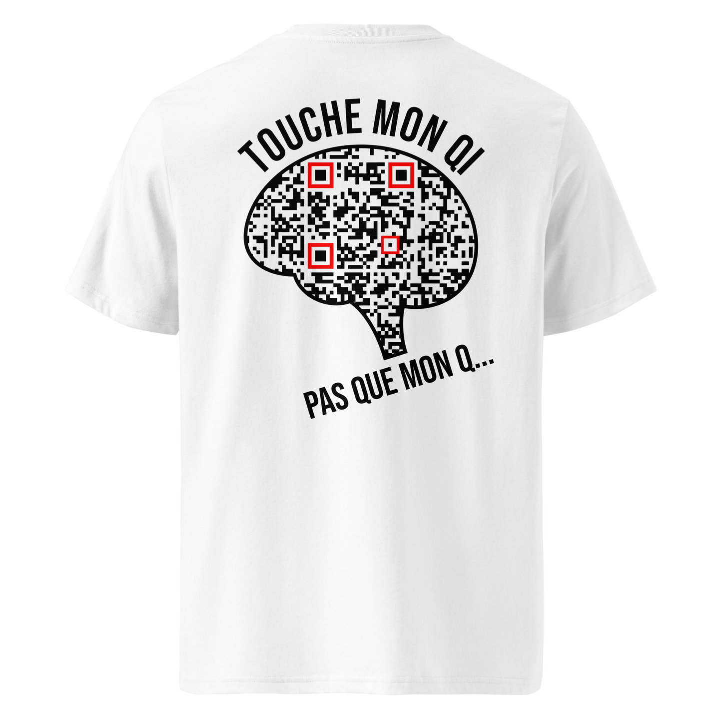 T-shirt QR Code humoristique Le QI Touché – modèle blanc dos