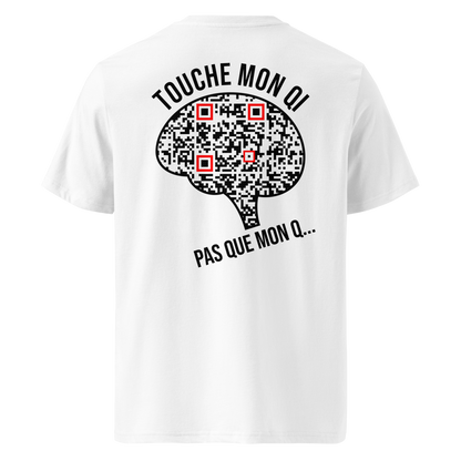 T-shirt QR Code humoristique Le QI Touché – modèle blanc dos