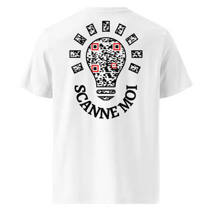 T-shirt QR Code personnalisé L’Ampoule – dos avec texte Scanne moi