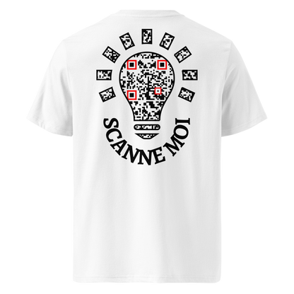 T-shirt QR Code personnalisé L’Ampoule – dos avec texte Scanne moi