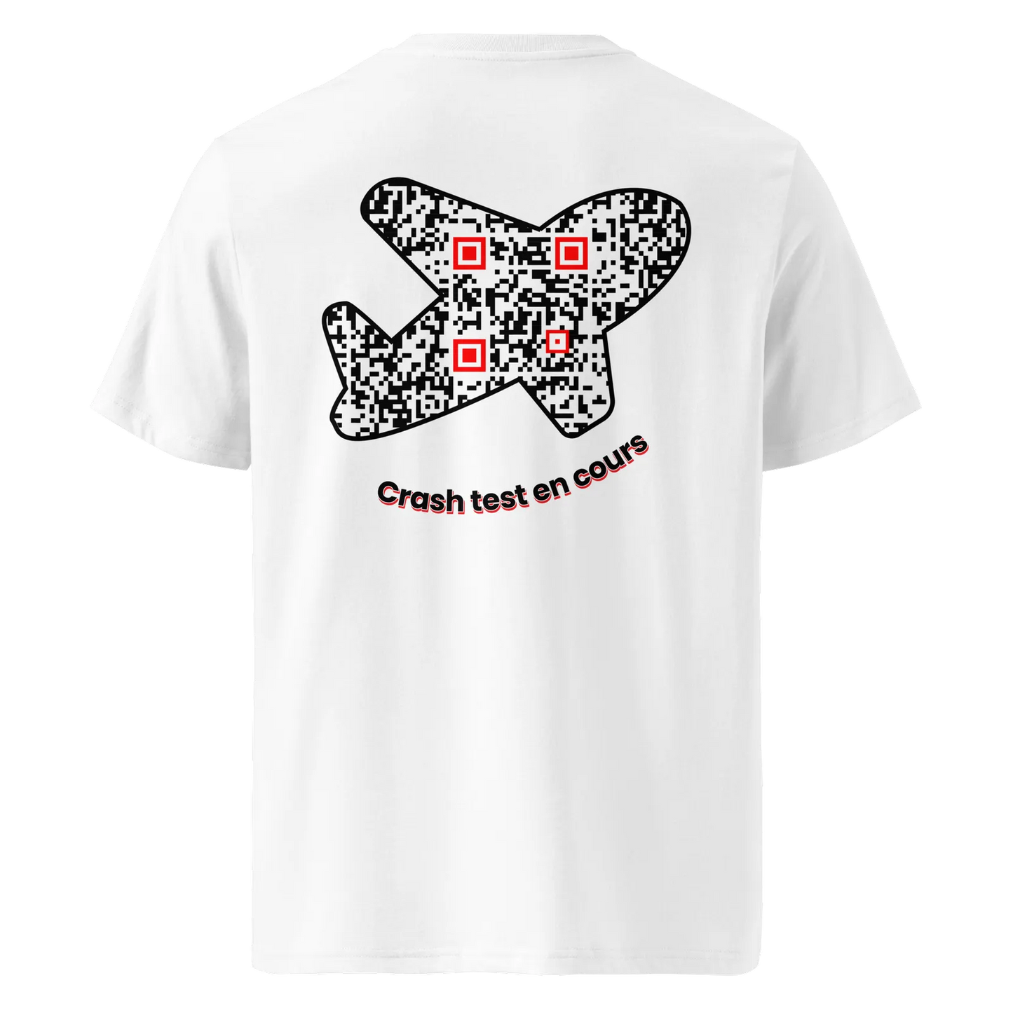 T-shirt QR Code personnalisé L’Avion – dos avec texte Crash test en cours