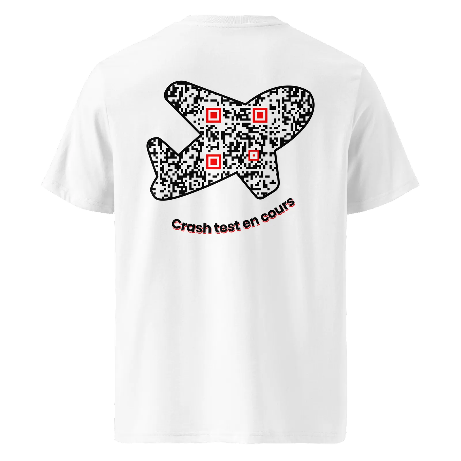 T-shirt QR Code personnalisé L’Avion – dos avec texte Crash test en cours