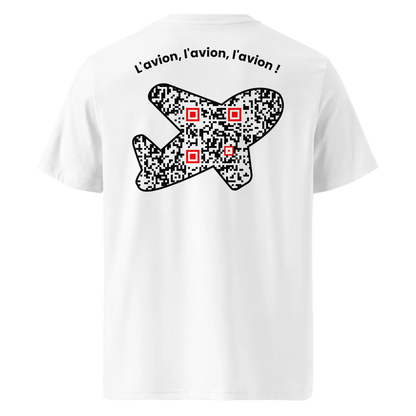 T-shirt QR Code personnalisé L’Avion – dos avec texte L’avion l’avion l’avion !