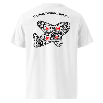 T-shirt QR Code personnalisé L’Avion – dos avec texte L’avion l’avion l’avion !