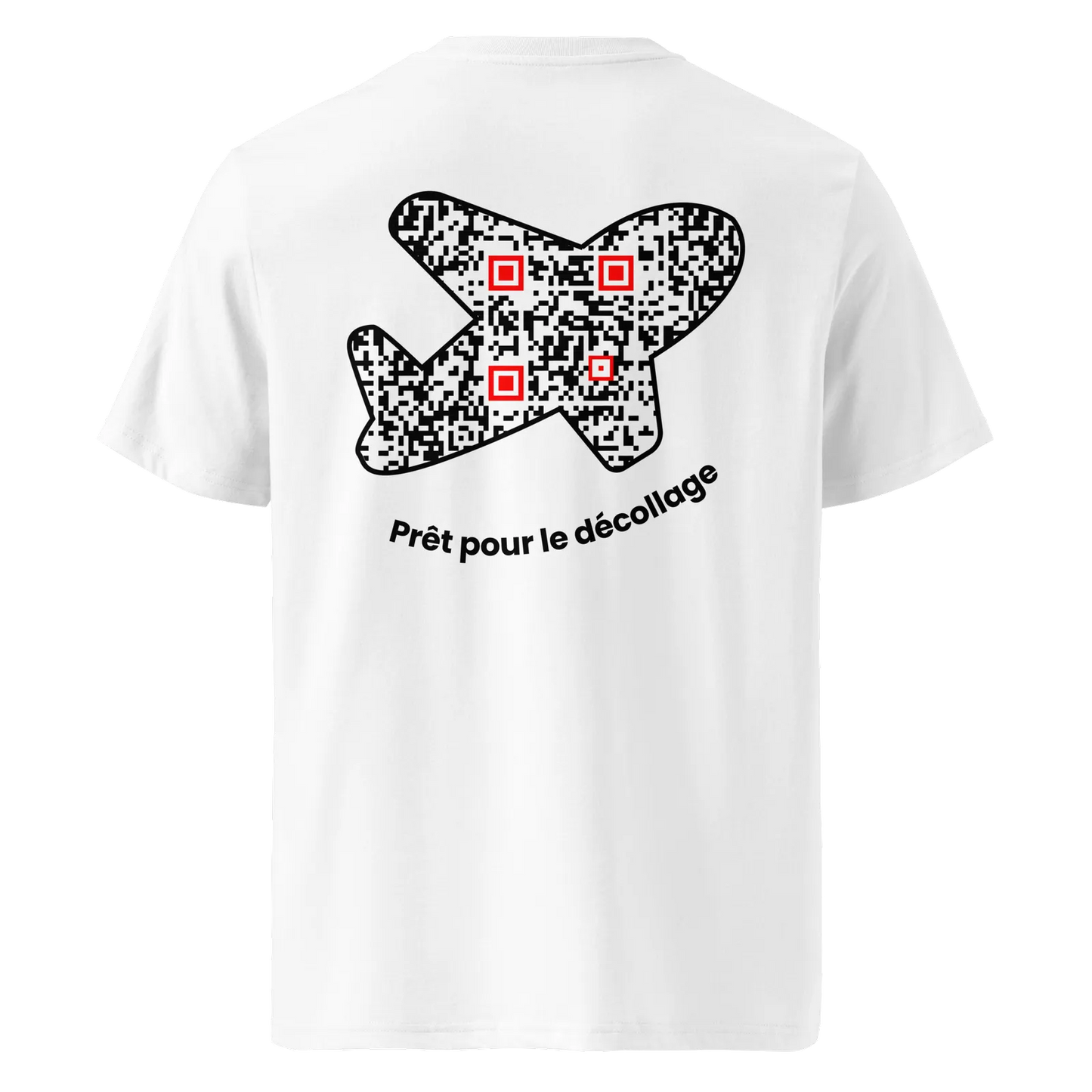 T-shirt QR Code personnalisé L’Avion – dos avec texte Prêt pour le décollage
