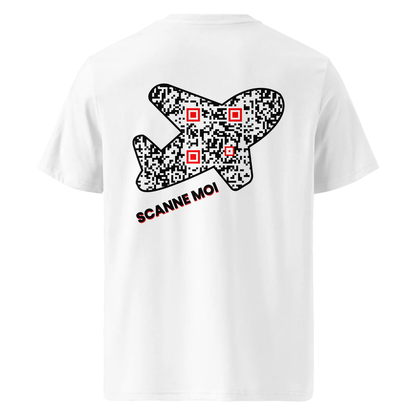 T-shirt QR Code personnalisé L’Avion – dos avec texte Scanne moi