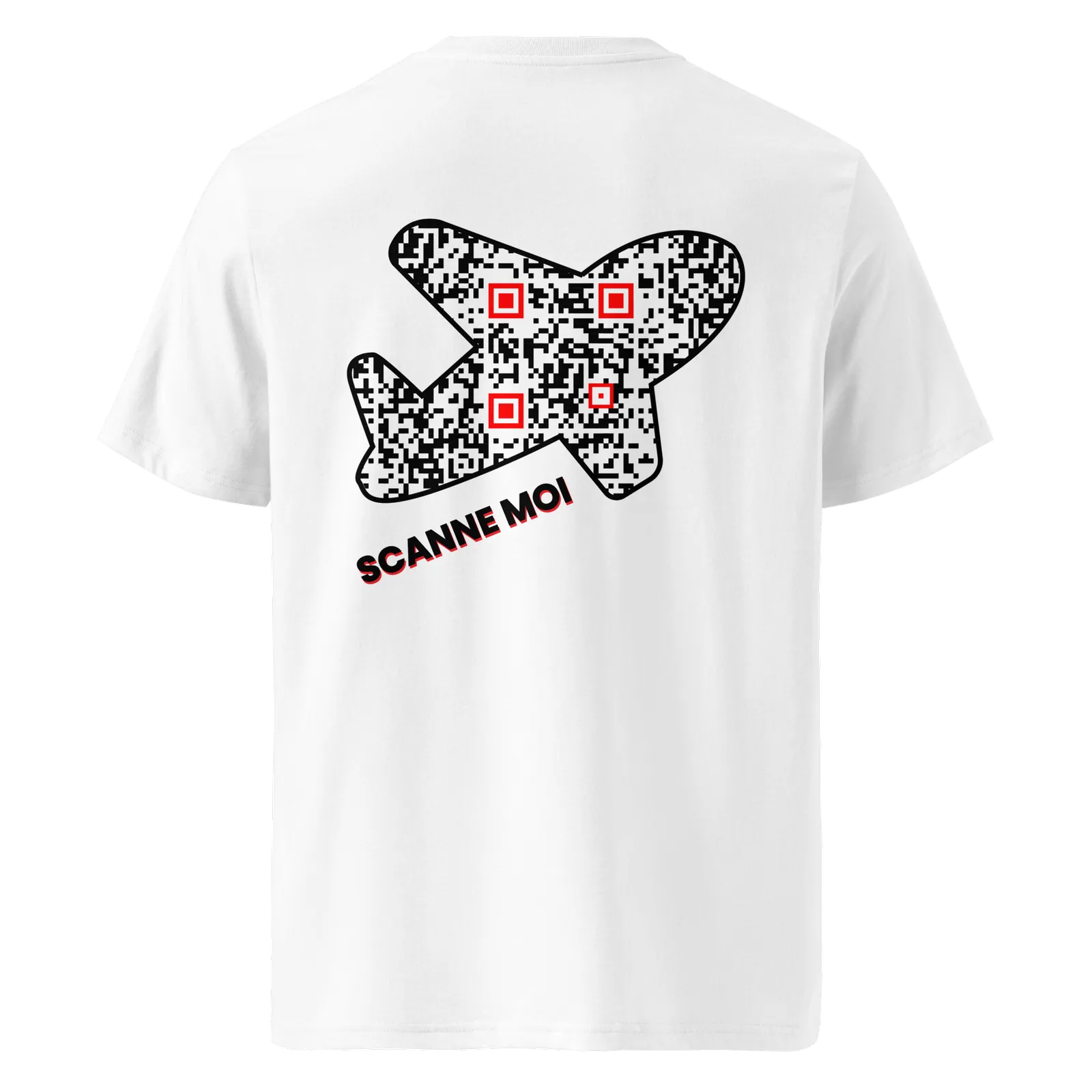 T-shirt QR Code personnalisé L’Avion – dos avec texte Scanne moi