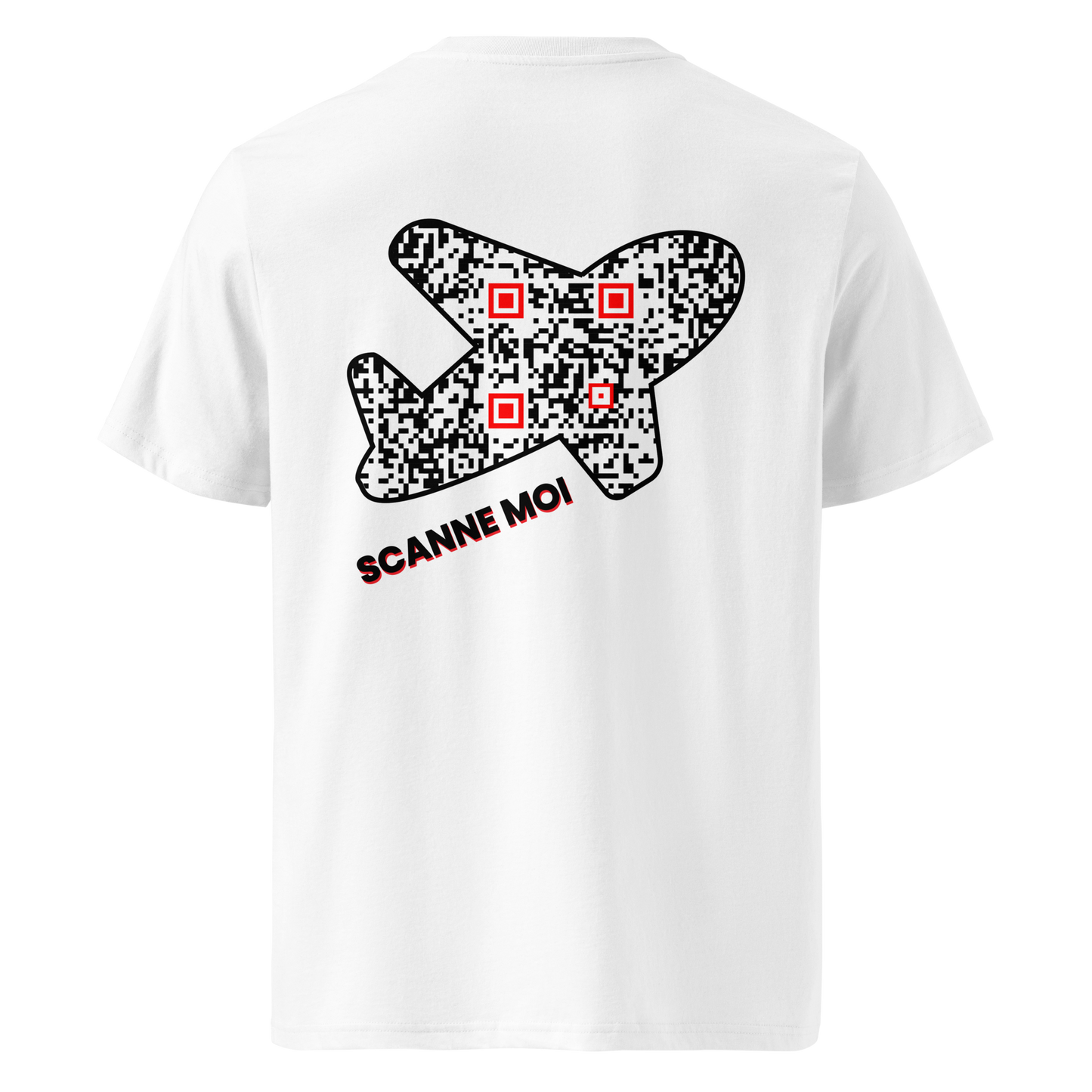 T-shirt QR Code personnalisé L’Avion – dos avec texte Scanne moi