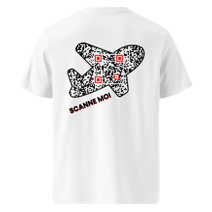 T-shirt QR Code personnalisé L’Avion – dos avec texte Scanne moi