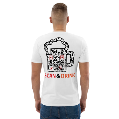 T-shirt QR Code personnalisé La Bière – porté avec texte Scan & Drink