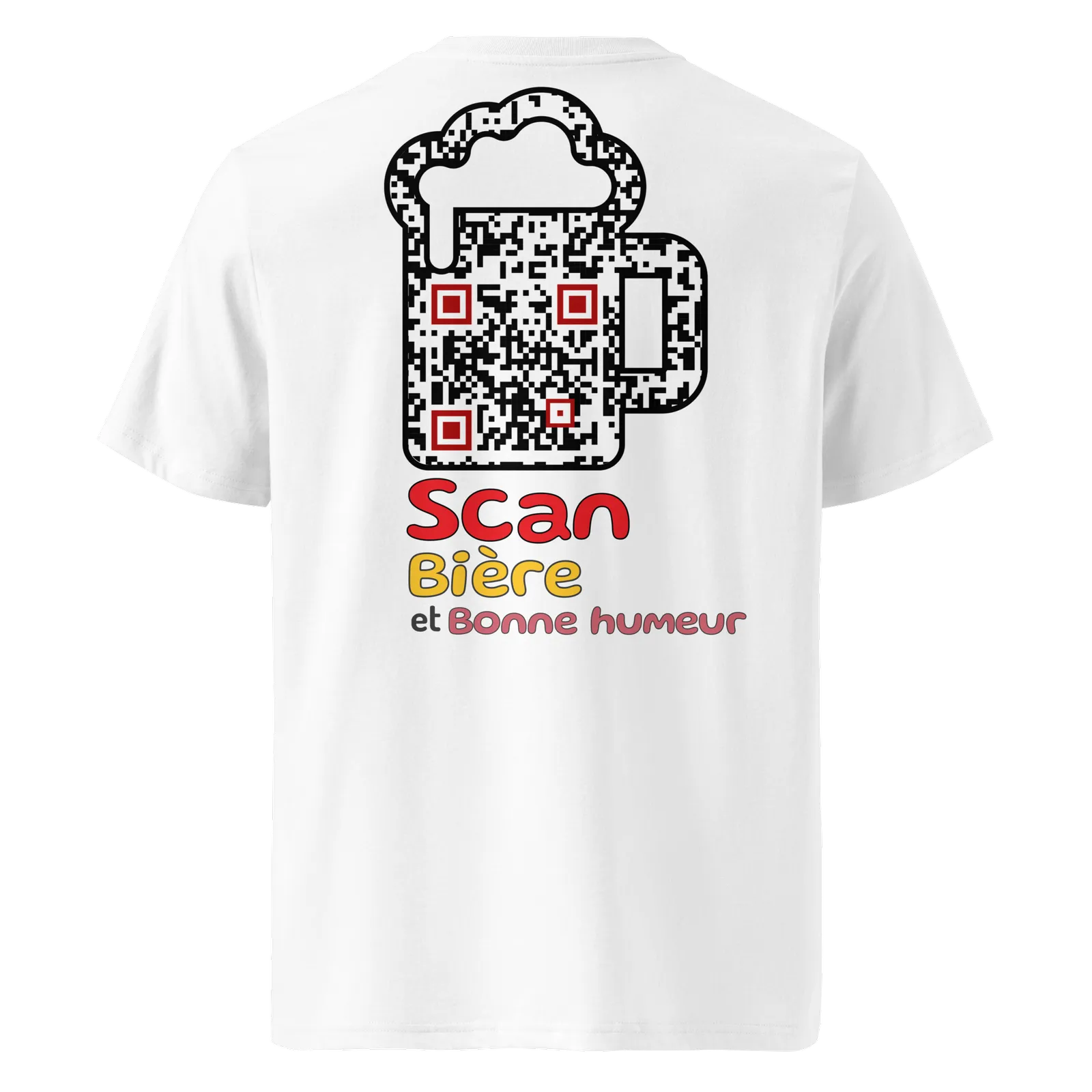 T-shirt QR Code personnalisé La Bière – dos avec texte Scan bière et bonne humeur