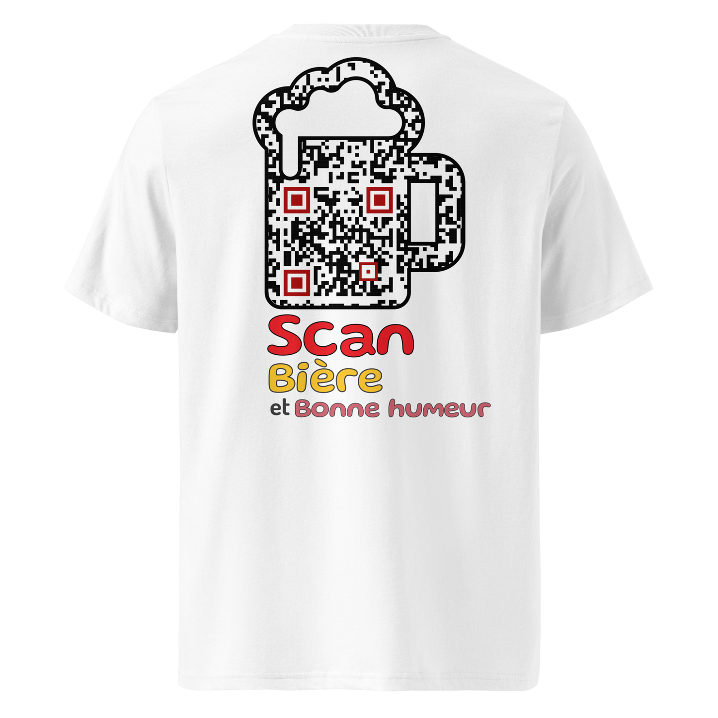 T-shirt QR Code personnalisé La Bière – dos avec texte Scan bière et bonne humeur