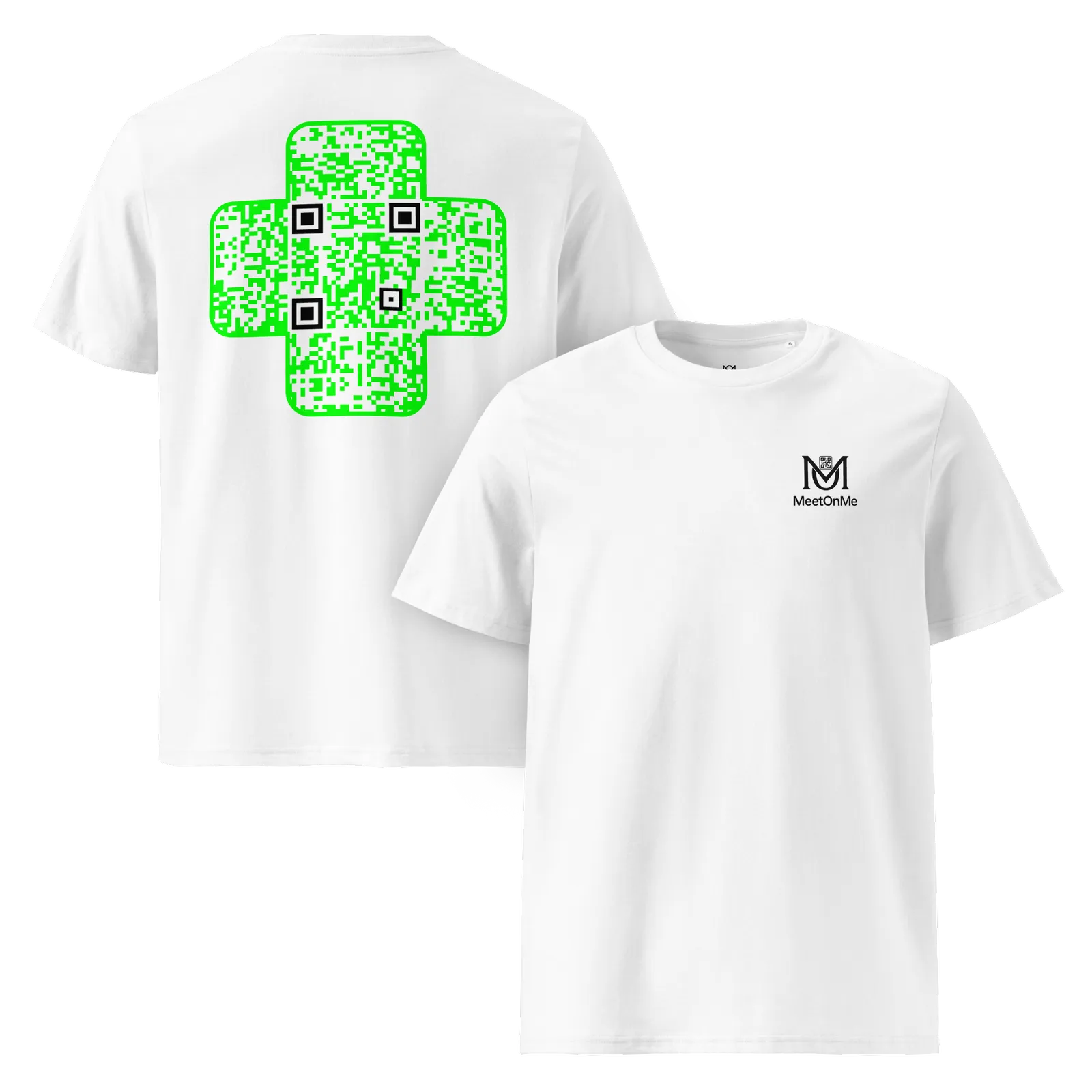 T-shirt QR Code personnalisé La Croix Verte – sans phrase - vue avant et arrière