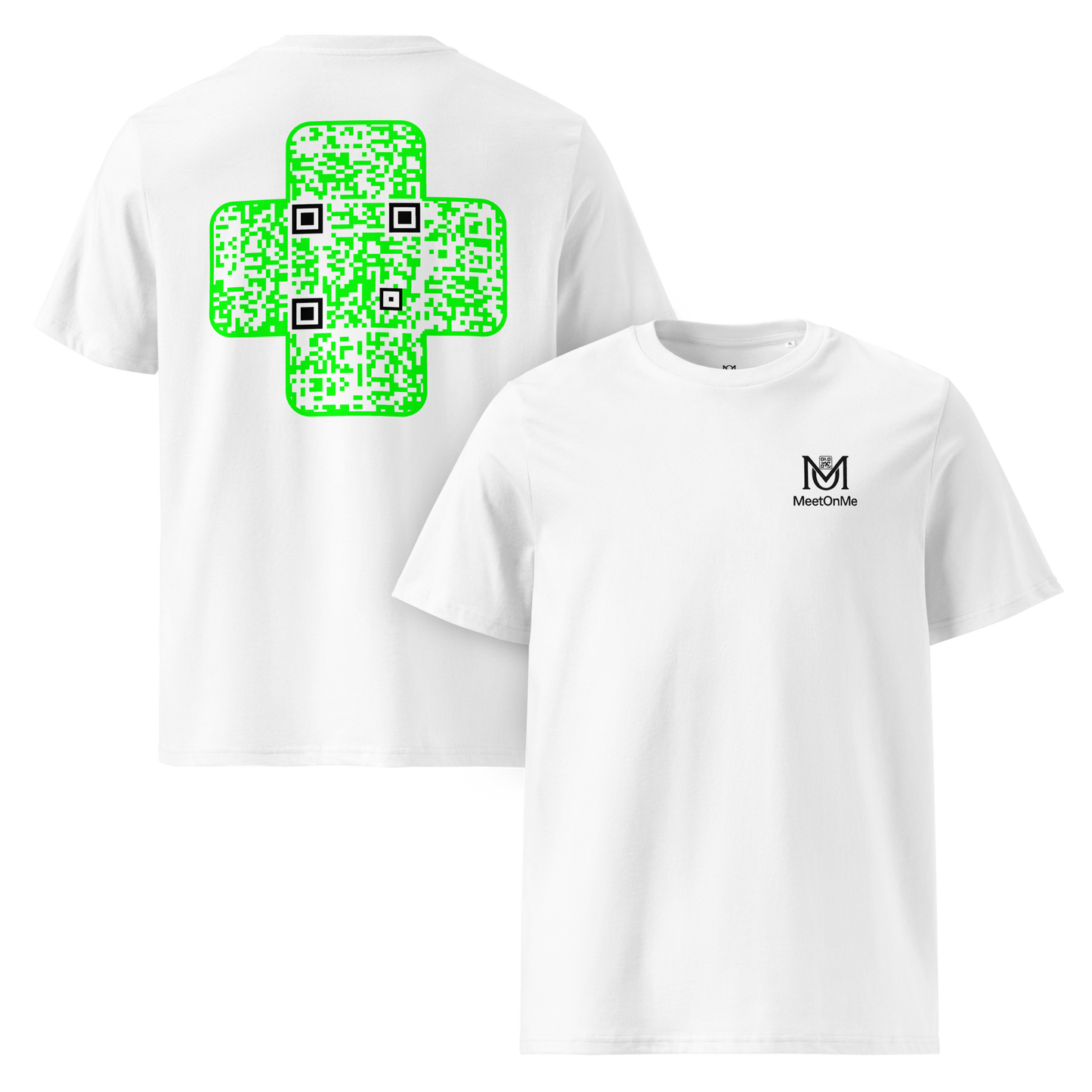 T-shirt QR Code personnalisé La Croix Verte – sans phrase - vue avant et arrière