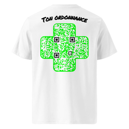 T-shirt QR Code personnalisé La Croix Verte – dos avec texte Ton ordonnance