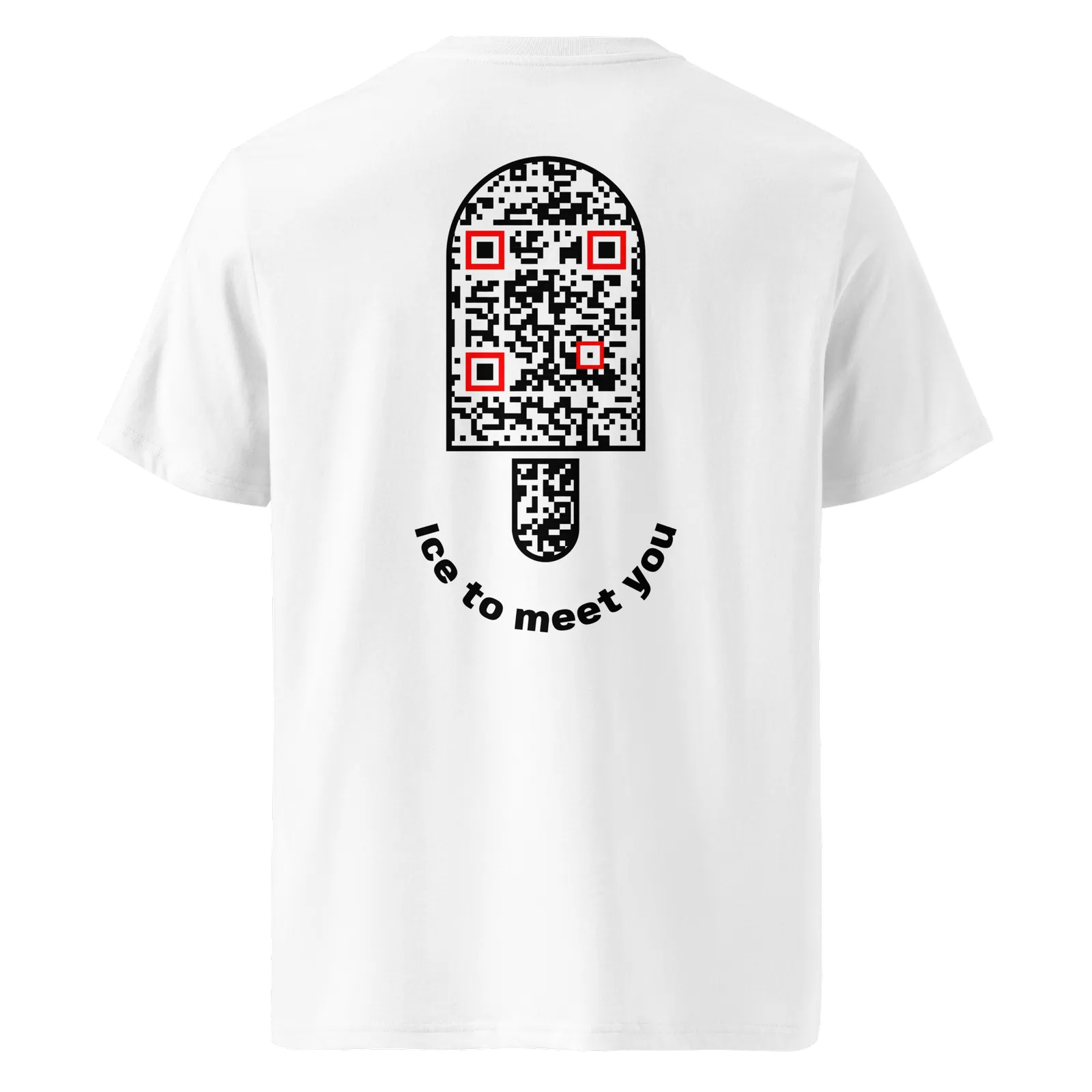 T-shirt QR Code personnalisé Le Bâtonnet – dos avec texte Ice to meet you