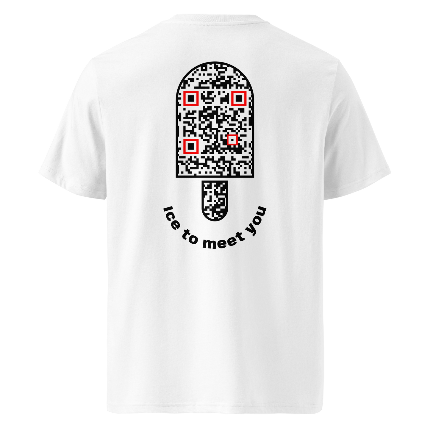 T-shirt QR Code personnalisé Le Bâtonnet – dos avec texte Ice to meet you