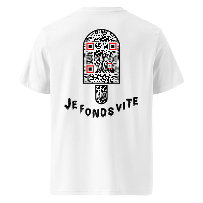 T-shirt QR Code personnalisé Le Bâtonnet – dos avec texte Je fonds vite