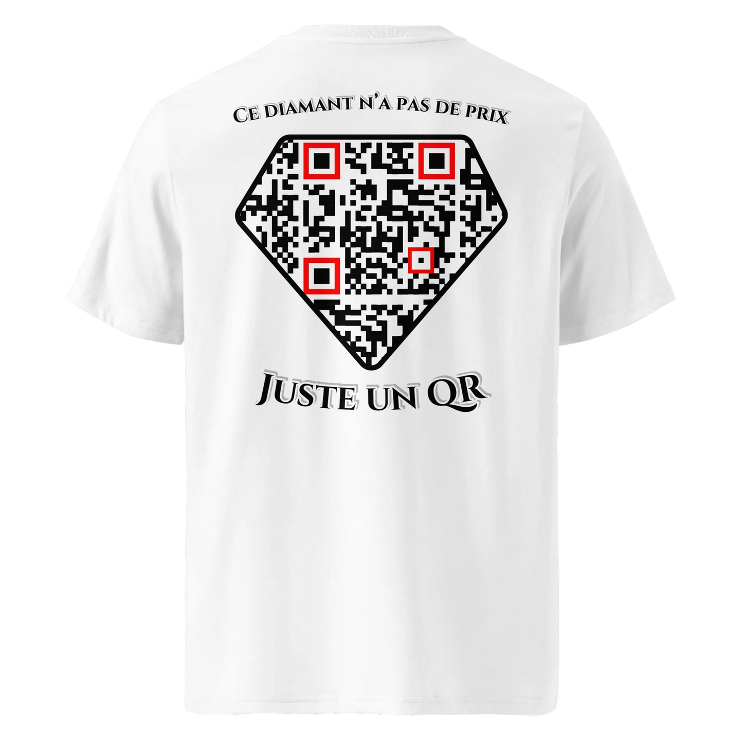 T-shirt QR Code personnalisé Le Diamant – dos avec texte Ce diamant n’a pas de prix.. Juste un QR
