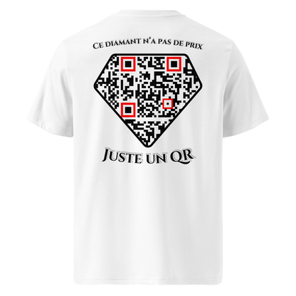 T-shirt QR Code personnalisé Le Diamant – dos avec texte Ce diamant n’a pas de prix.. Juste un QR