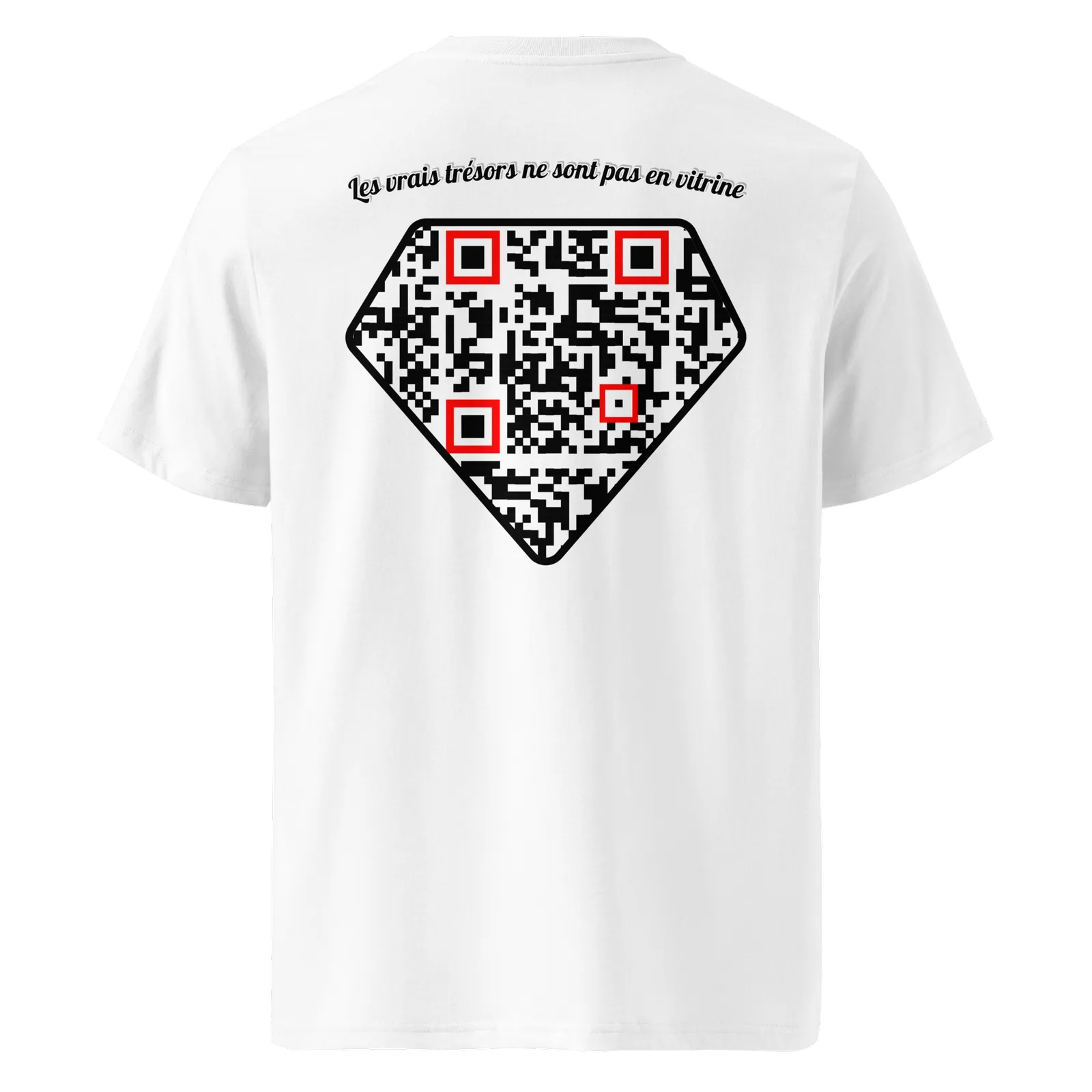 T-shirt QR Code personnalisé Le Diamant – dos avec texte Les vrais trésors ne sont pas en vitrine