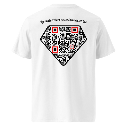 T-shirt QR Code personnalisé Le Diamant – dos avec texte Les vrais trésors ne sont pas en vitrine