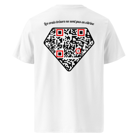 T-shirt QR Code personnalisé Le Diamant – dos avec texte Les vrais trésors ne sont pas en vitrine