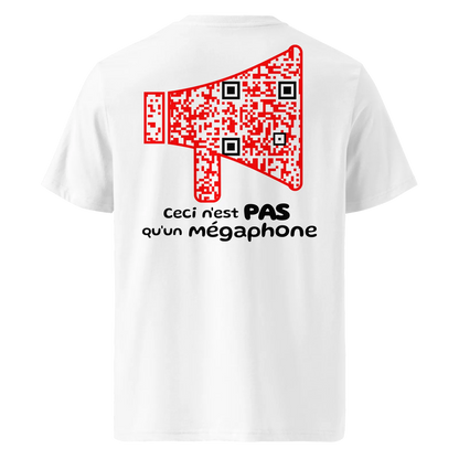 T-shirt QR Code personnalisé Le Mégaphone – dos avec texte Ceci n’est pas qu’un mégaphone