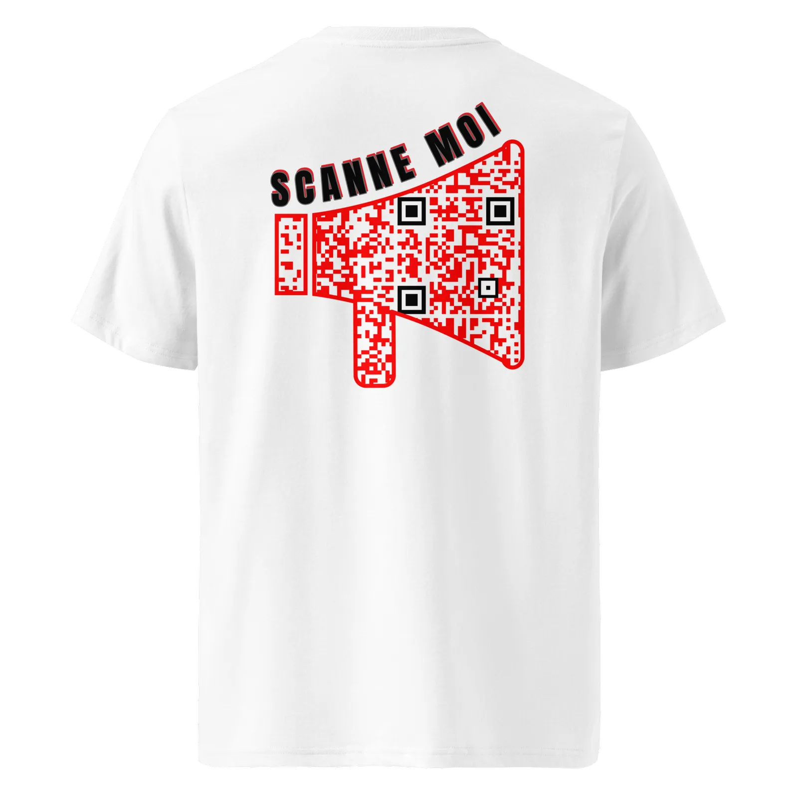 T-shirt QR Code personnalisé Le Mégaphone – dos avec texte Scanne moi