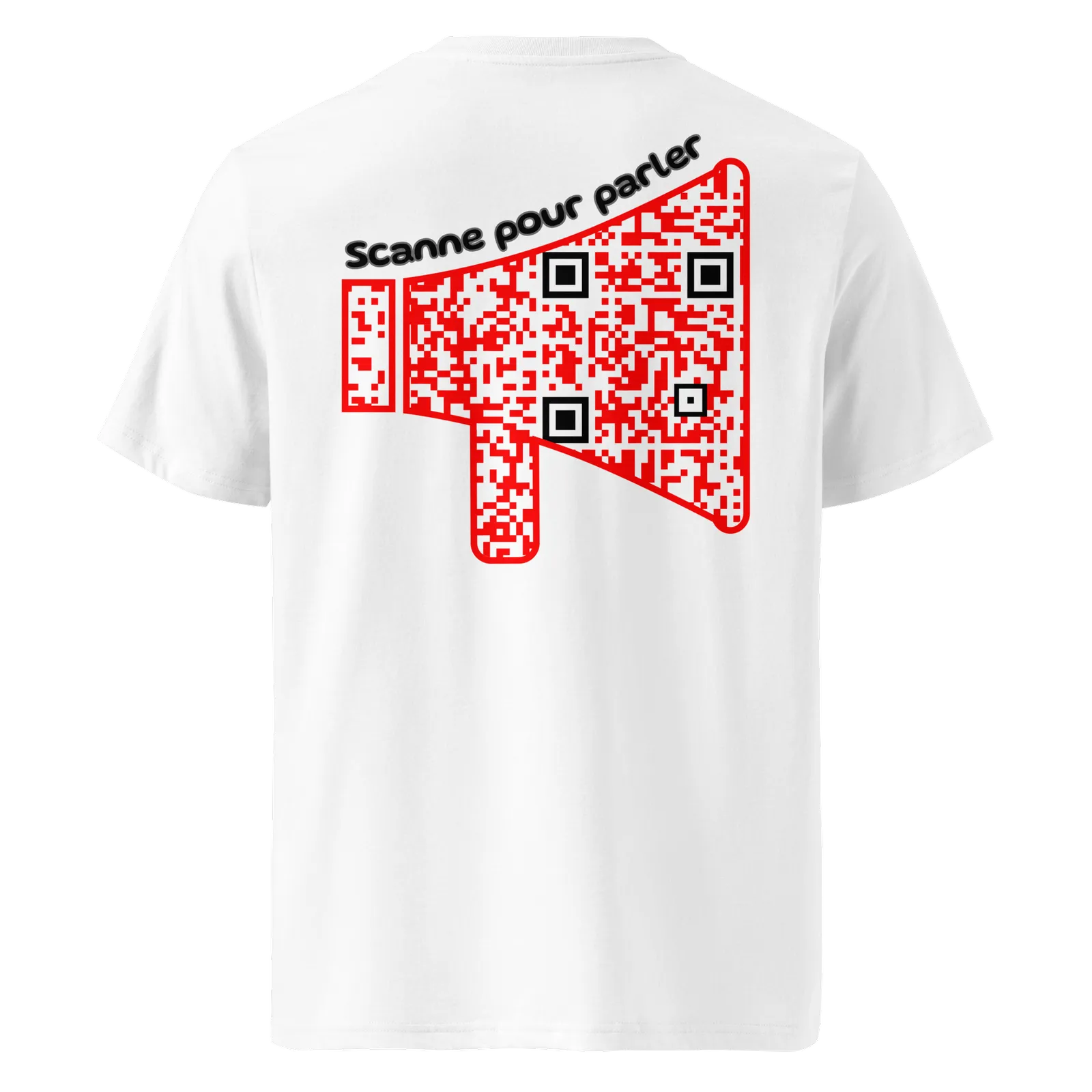 T-shirt QR Code personnalisé Le Mégaphone – dos avec texte Scanne pour parler