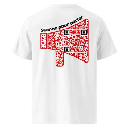 T-shirt QR Code personnalisé Le Mégaphone – dos avec texte Scanne pour parler