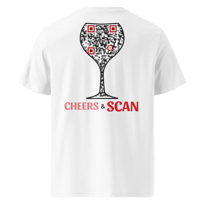 T-shirt QR Code personnalisé Le Verre – dos avec texte Cheers & Scan