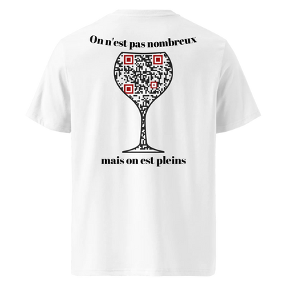 T-shirt QR Code personnalisé Le Verre – dos avec texte On n’est pas nombreux mais on est plein !