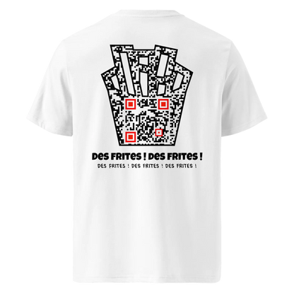 T-shirt QR Code personnalisé Les Frites – dos avec texte Des frites des frites..