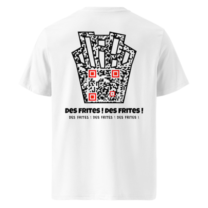 T-shirt QR Code personnalisé Les Frites – dos avec texte Des frites des frites..