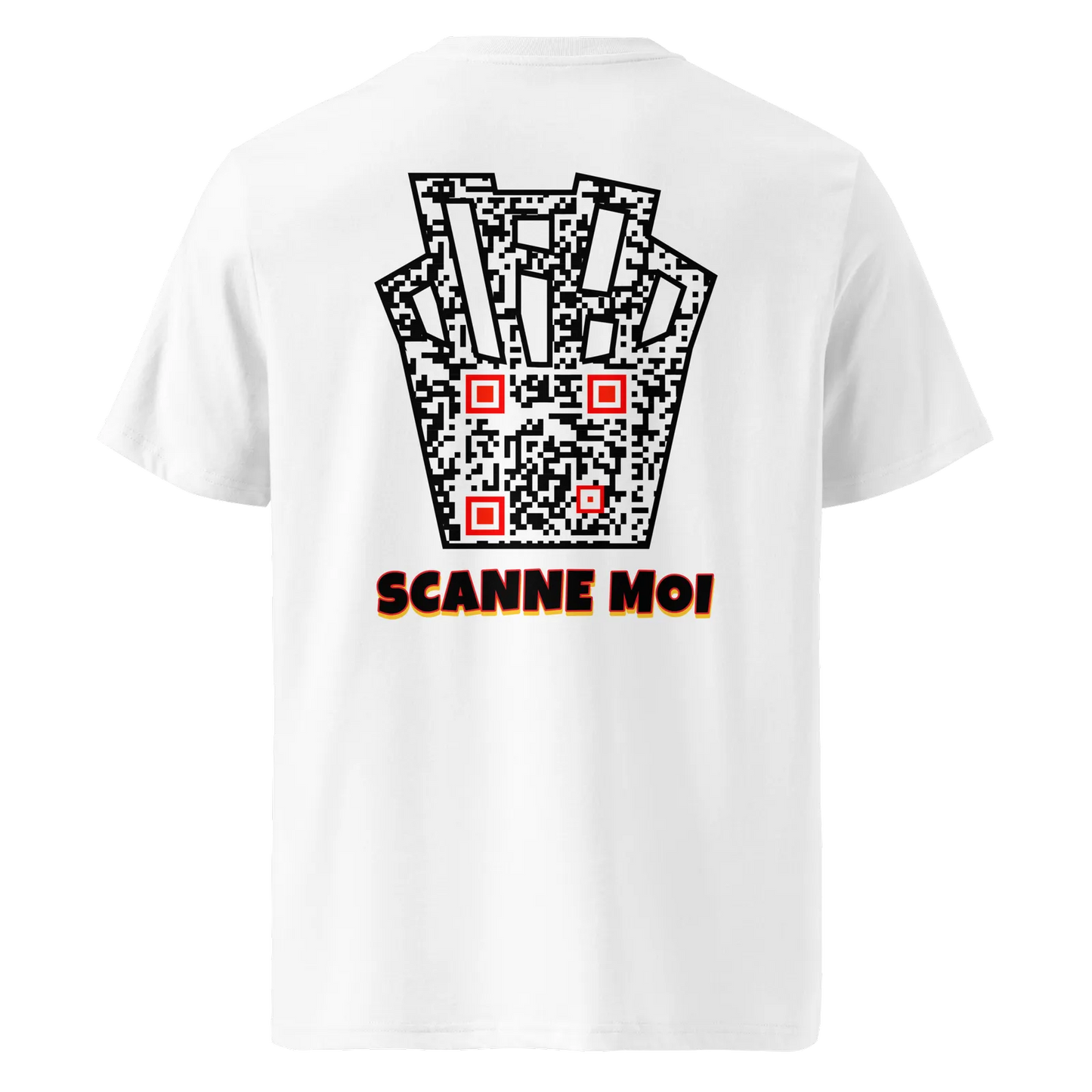 T-shirt QR Code personnalisé Les Frites – dos avec texte Scanne moi