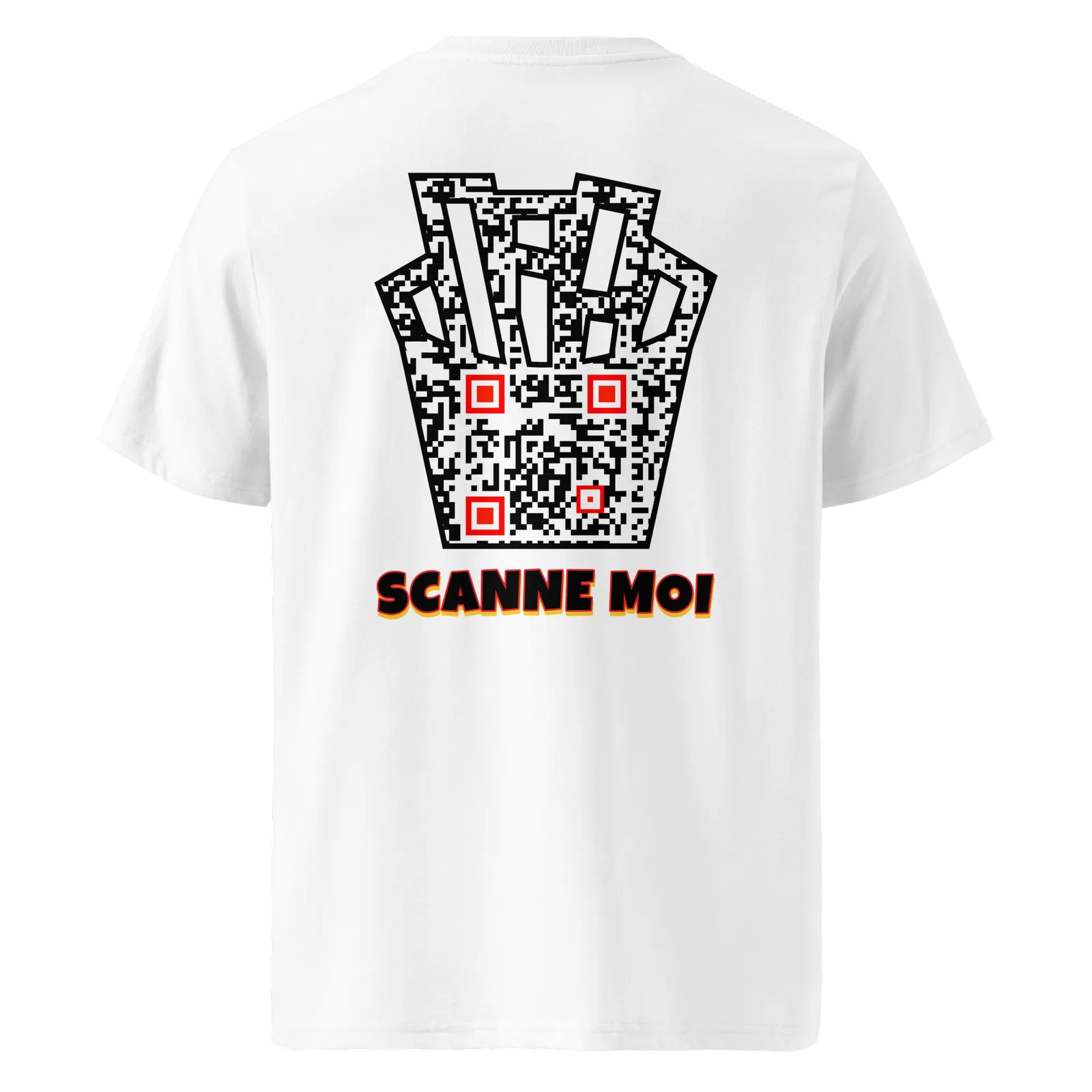 T-shirt QR Code personnalisé Les Frites – dos avec texte Scanne moi