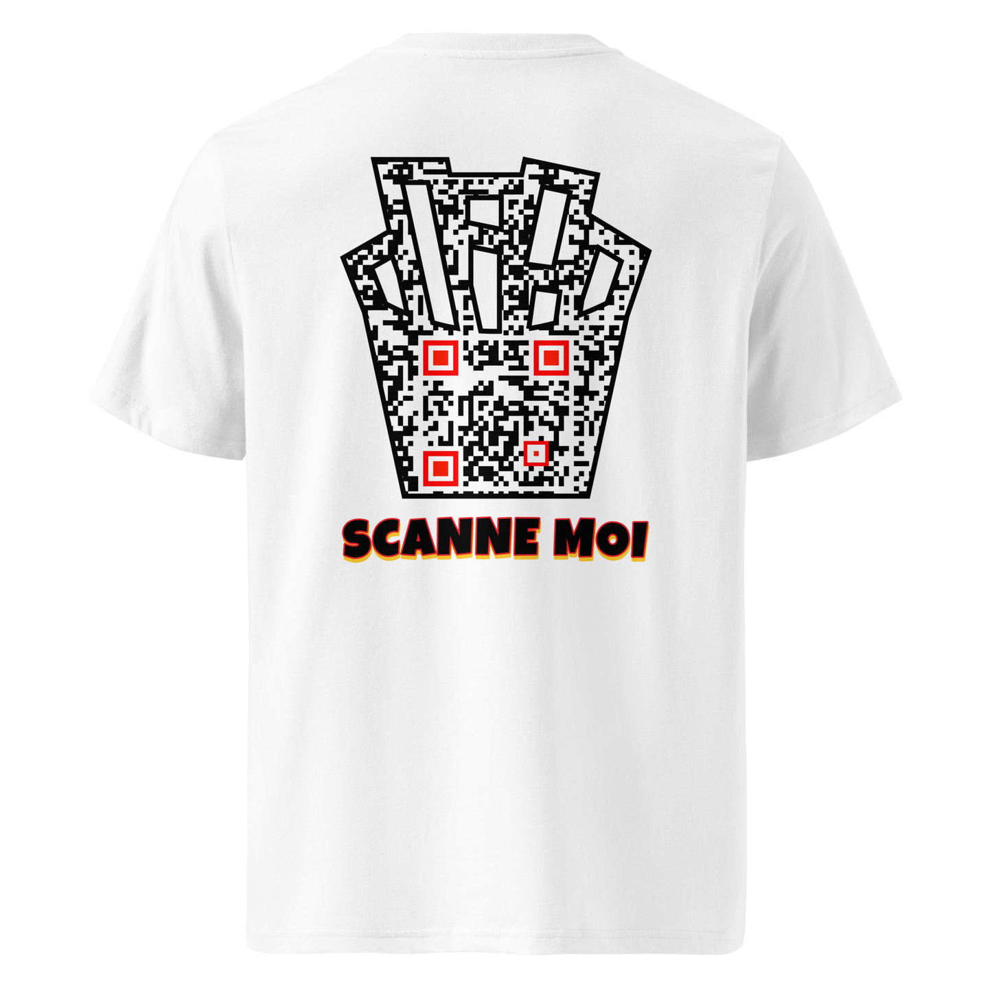 T-shirt QR Code personnalisé Les Frites – dos avec texte Scanne moi