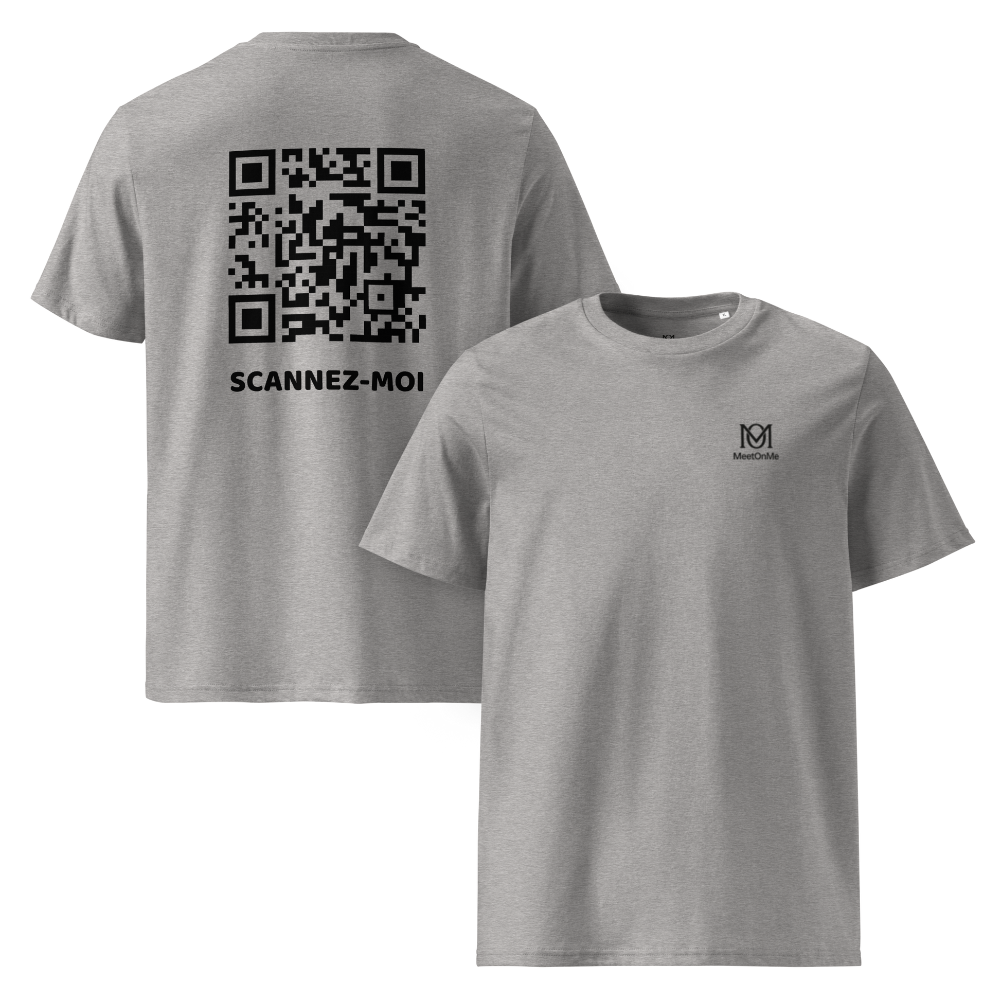 t-shirt qr code personnalisable gris le scannez-moi BIS
