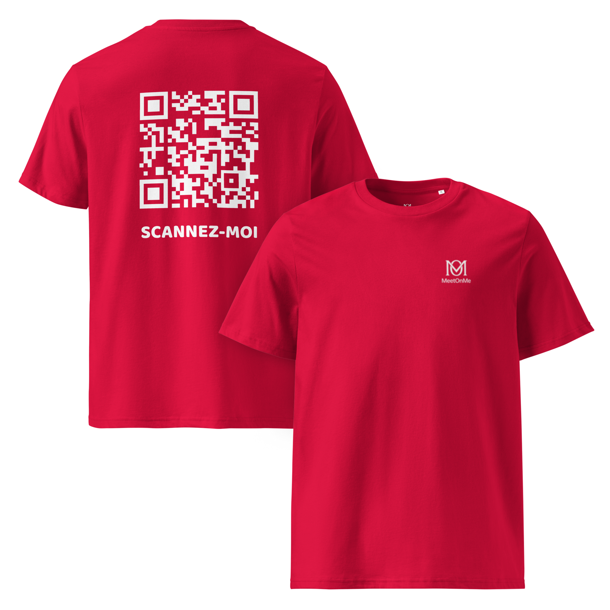 t-shirt qr code personnalisable rouge le scannez-moi