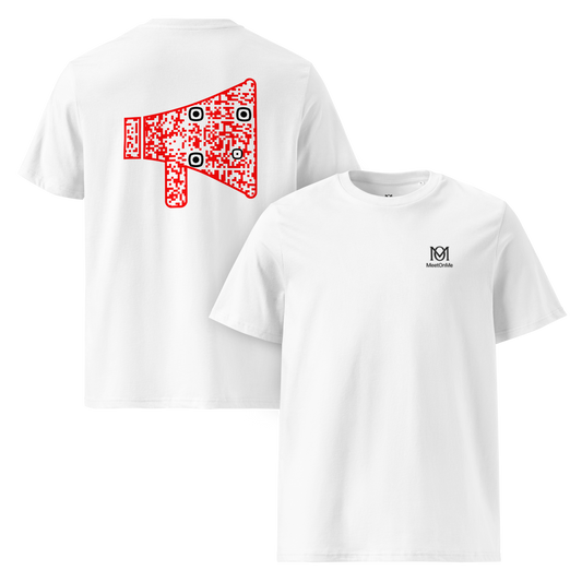 t-shirt blanc qr code personnalisable le mégaphone