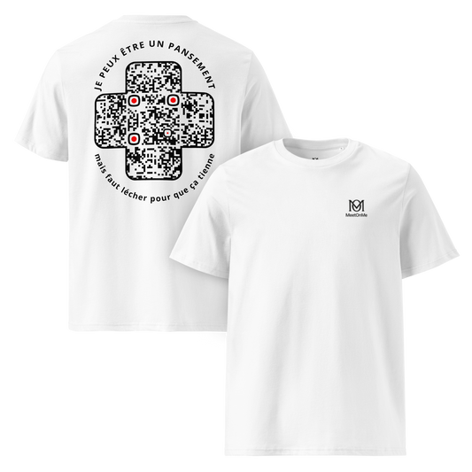 t-shirt unisexe blanc qr code personnalisable le pansement