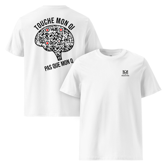 t-shirt unisexe blanc qr code personnalisable le qi touché